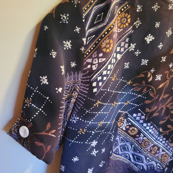 BonWorth Women's Blouse - Black and Purple with Brown Accents - Picture 5 of 8